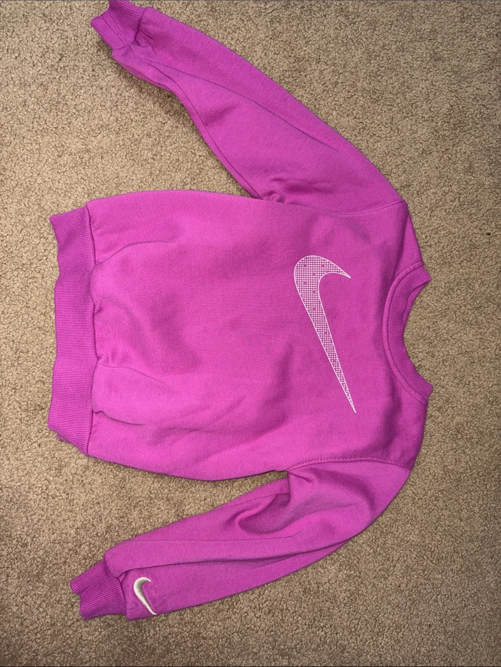 Nike Bright Pink Crewneck Sweatshirt with White Swoosh